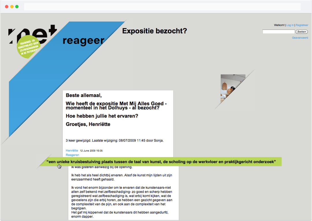 Design and development for “Met mij alles goed” website in collaboration with René Put.