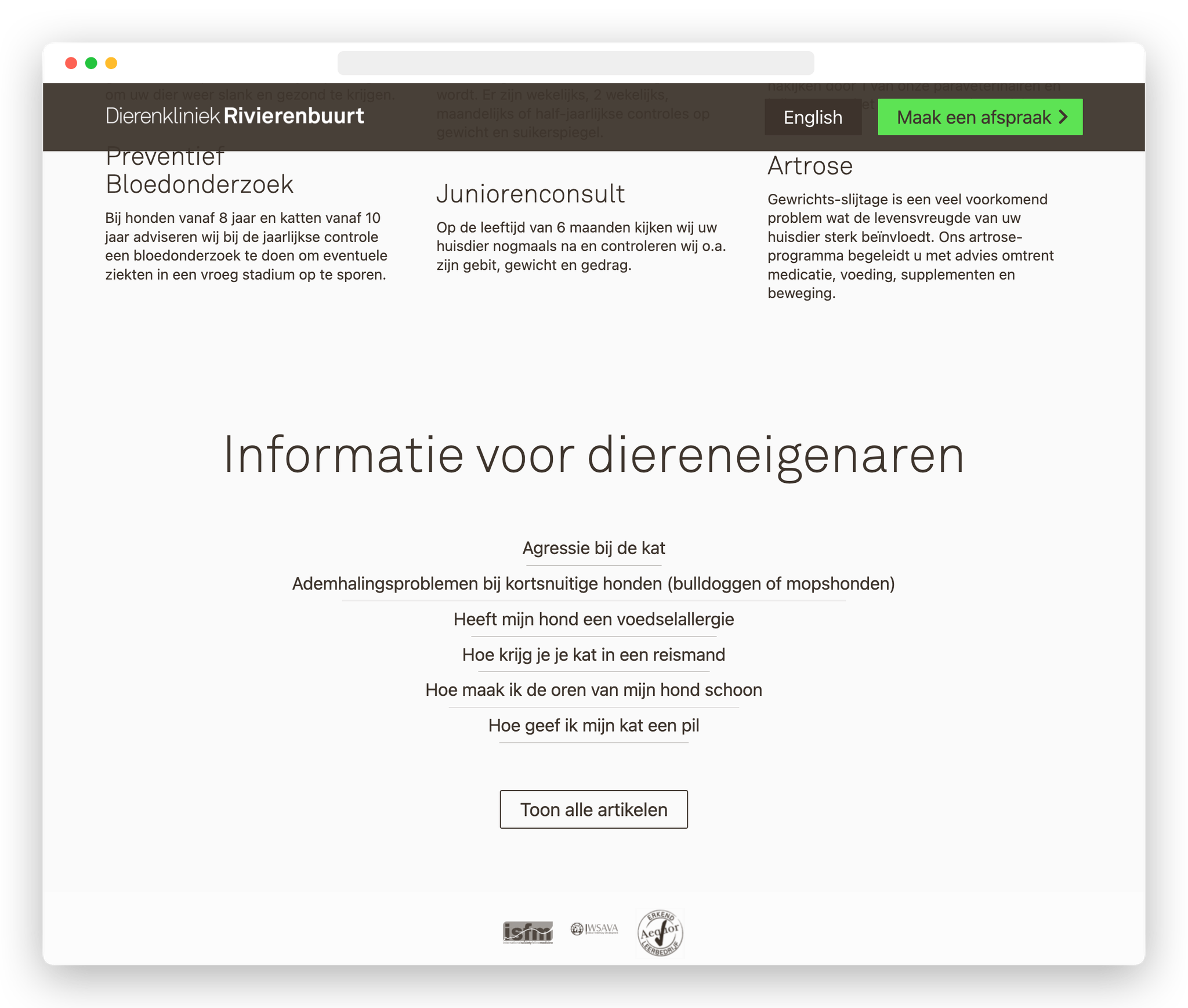Design and development for Dierenkliniek Rivierenbuurt
