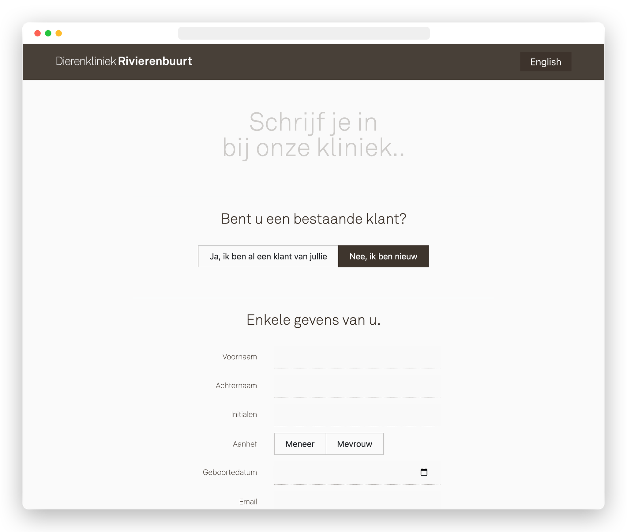 Design and development for Dierenkliniek Rivierenbuurt