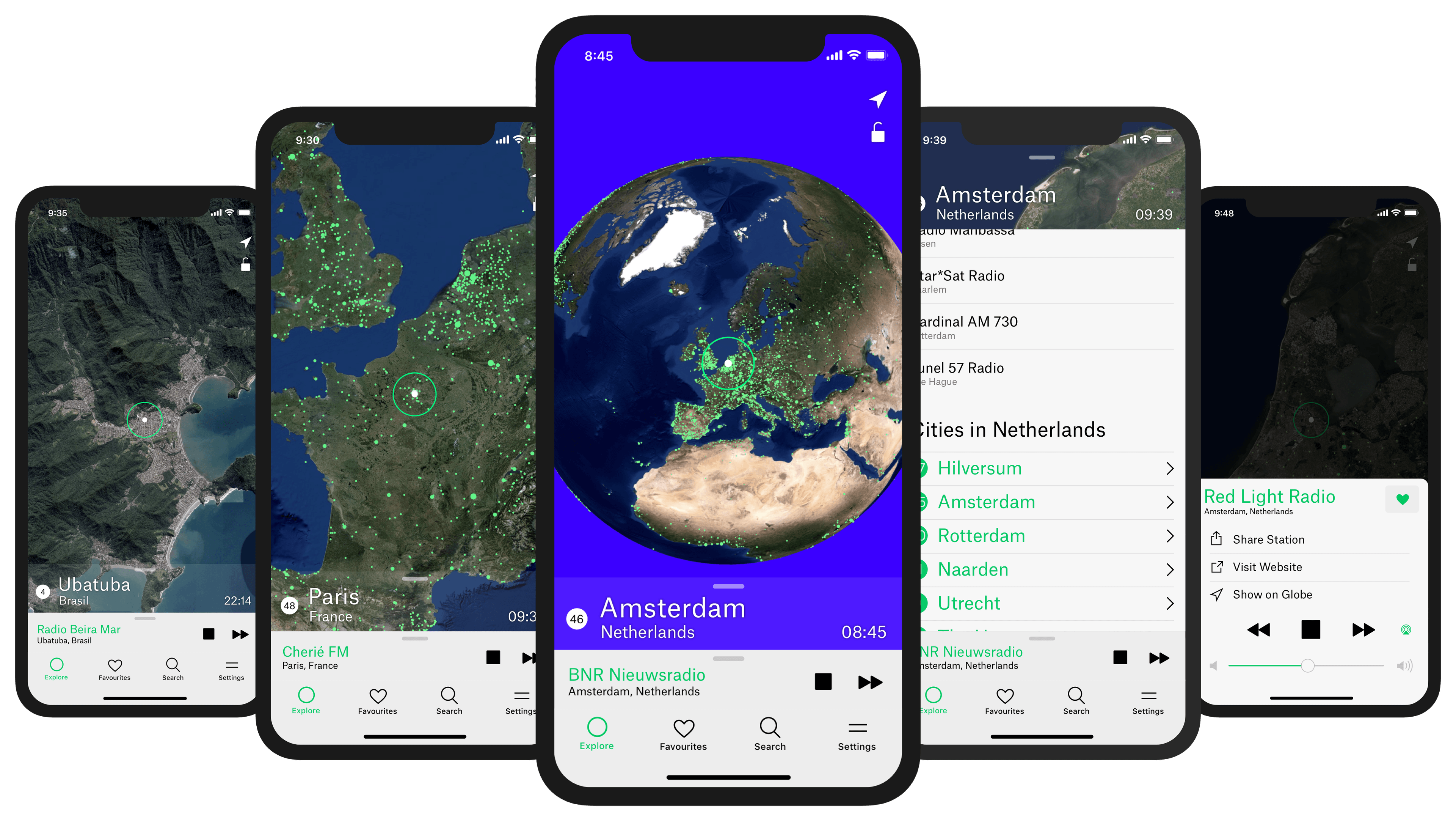 Digital product design and front-end engineering for “Radio Garden”, in collaboration with Jonathan Puckey